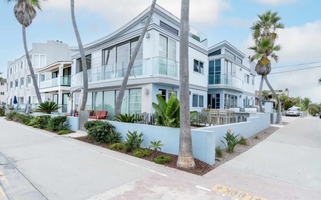 Mission Bay Beachside Studio Apartment — San Diego Modern beachside studio apartment with glass balconies facing Mission Bay.