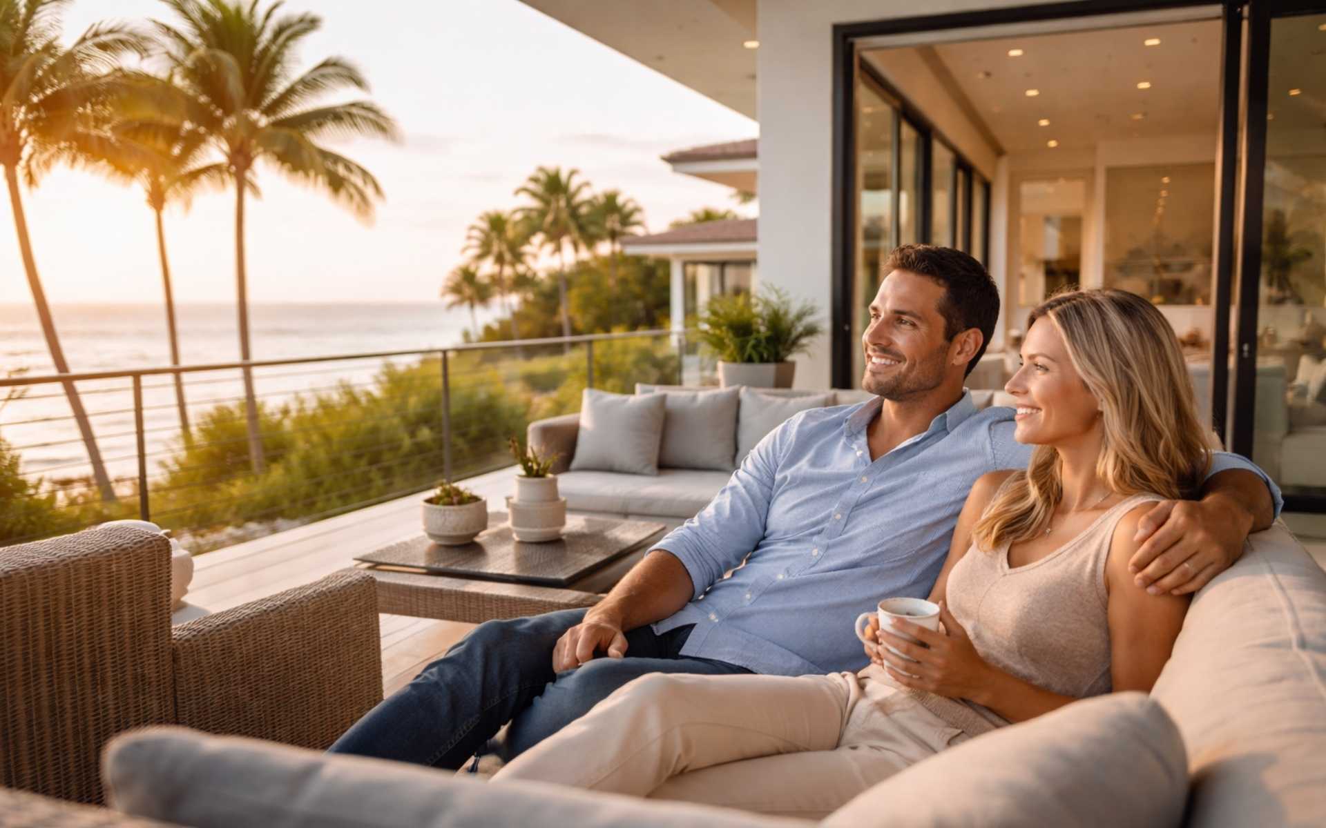 Homeowners relaxing in a coastal San Diego rental property while it is professionally managed