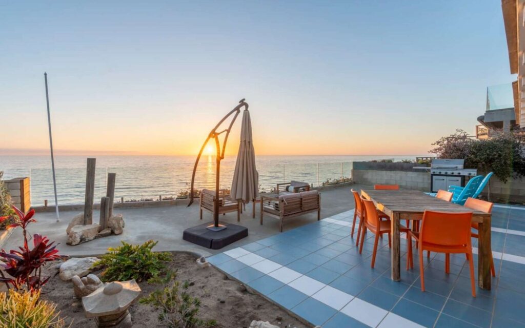 San Diego Short-Term Rental Coastal Home Ocean-view patio at a San Diego short-term rental property