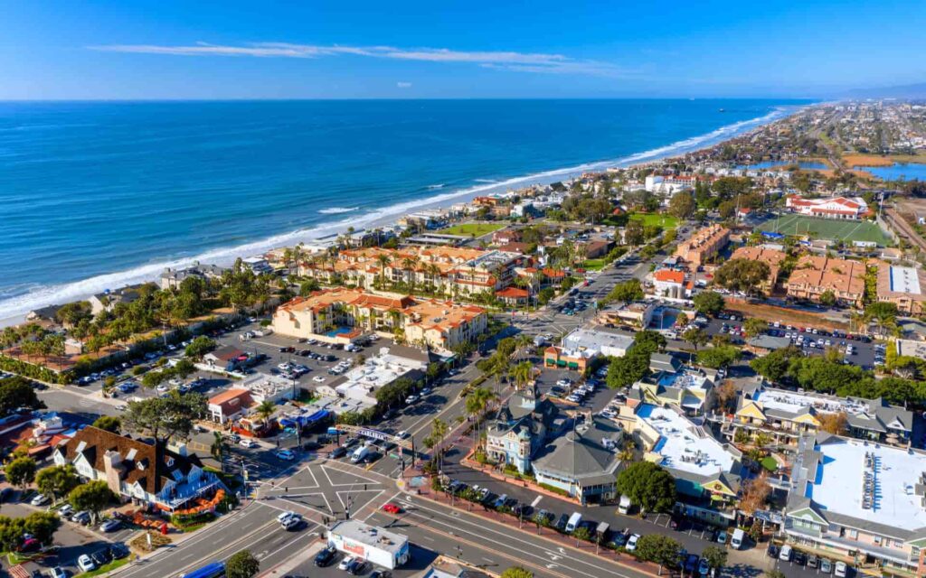 Carlsbad Vacation Rental Manager for Coastal Homes Aerial view of coastal homes and neighborhoods in Carlsbad, California