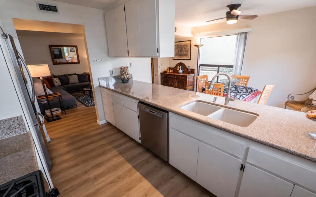 Carlsbad Vacation Rental Turnover Inspection Clean guest-ready vacation rental kitchen after a turnover inspection